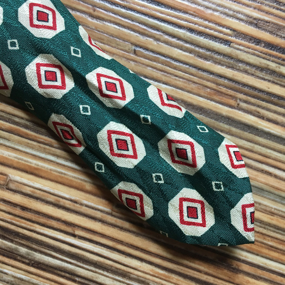 Polo by Ralph Lauren Tie Green Cream Red 100% Silk - Picture 6 of 8